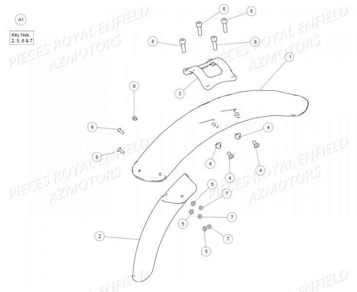 Garde Boue Avant ROYAL ENFIELD Pieces ROYAL_ENFIELD CONTINENTAL GT 535 (E3) RED/BLACK/GREEN/YELLOW (2014-2016) 

