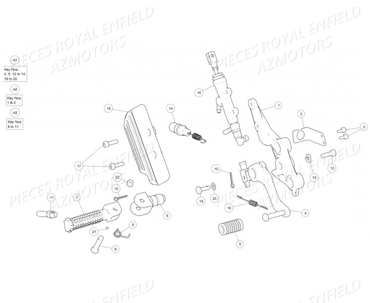 REPOSE-PIEDS_AV_ET_AR_DROIT ROYAL ENFIELD Pieces ROYAL ENFIELD CONTINENTAL GT 535 (E3) RED/BLACK/GREEN/YELLOW (2014-2016)