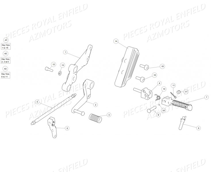 Repose Pieds Av Et Ar Gauche ROYAL ENFIELD Pieces ROYAL_ENFIELD CONTINENTAL GT 535 (E3) RED/BLACK/GREEN/YELLOW (2014-2016) 

