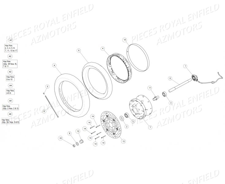 ROUE_AVANT ROYAL ENFIELD Pieces ROYAL ENFIELD CONTINENTAL GT 535 (E3) RED/BLACK/GREEN/YELLOW (2014-2016)