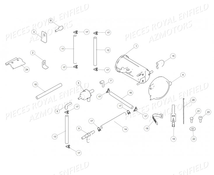 Systeme Evapuration ROYAL ENFIELD Pieces ROYAL_ENFIELD CONTINENTAL GT 535 (E3) RED/BLACK/GREEN/YELLOW (2014-2016) 

