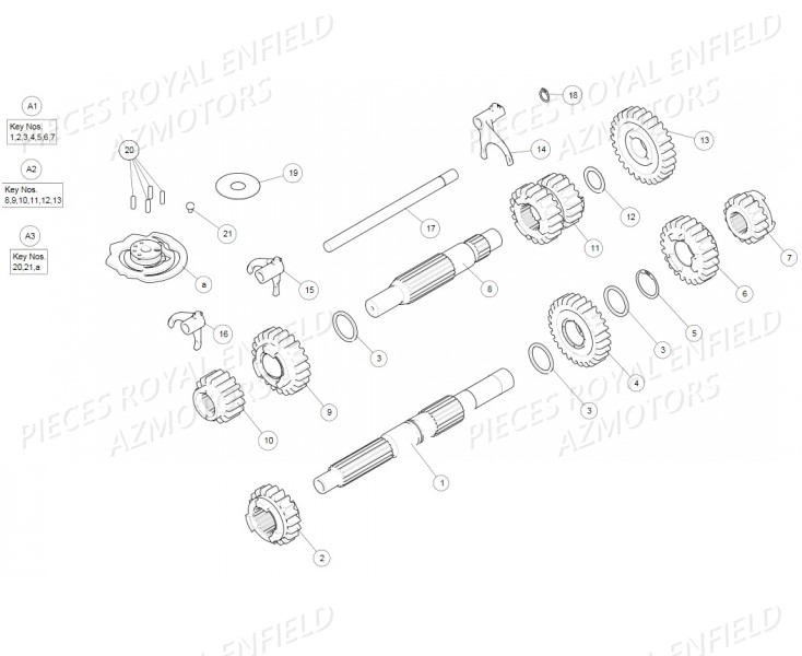 Transmission ROYAL ENFIELD Pieces ROYAL_ENFIELD CONTINENTAL GT 535 (E3) RED/BLACK/GREEN/YELLOW (2014-2016) 

