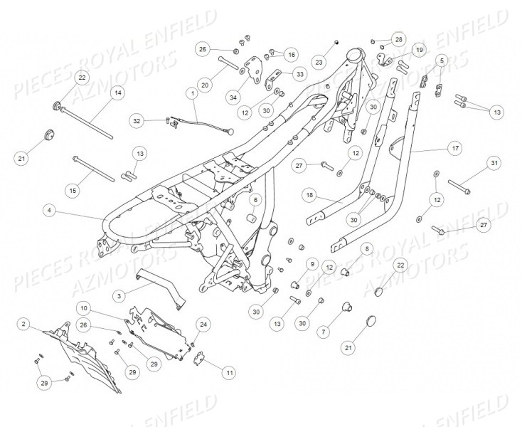 CADRE_CHASSIS ROYAL ENFIELD Pieces ROYAL ENFIELD CONTINENTAL GT 650 TWIN (E4) (2019-2020)