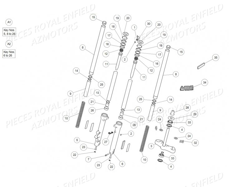147617/A - VIS HEX M6X14  (Royal Enfield) pour FOURCHE SUSPENSION AVANT de GT 650 TWIN