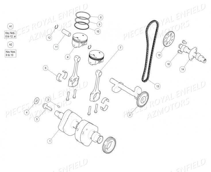 PISTON_VILEBREQUIN_BIELLE ROYAL ENFIELD Pieces ROYAL ENFIELD CONTINENTAL GT 650 TWIN (E4) (2019-2020)