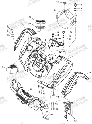 Carrosserie Avant HSUN Pièces Quad HSUN H5 - 500cc 4x4 EFI