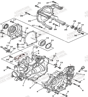 Carter Moteur HSUN Pièces Quad HSUN H5 - 500cc 4x4 EFI