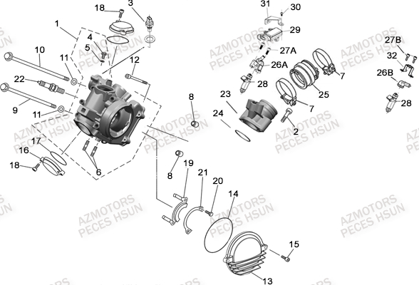 Culasse HSUN Pièces Quad HSUN H5 - 500cc 4x4 EFI