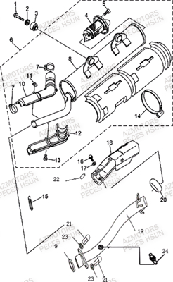 Echappement HSUN Pièces Quad HSUN H5 - 500cc 4x4 EFI