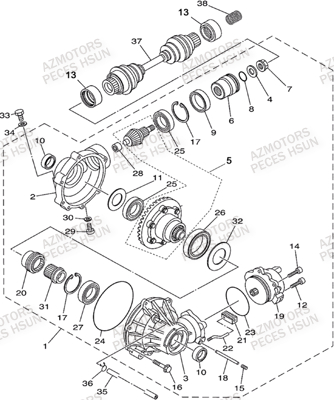 Pont Avant HSUN Pièces Quad HSUN H5 - 500cc 4x4 EFI