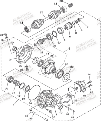 PONT_AVANT HSUN Pièces Quad HSUN H5 4x4 EFI