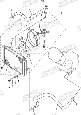 Refroidissement HSUN Pièces Quad HSUN H5 - 500cc 4x4 EFI