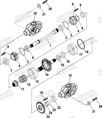 ARBRE_DE_TRANSMISSION HSUN Pièces Quad HSUN H8 4x4 EFI