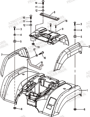 Carrosserie Arriere HSUN Pièces Quad HSUN H8 - 800cc 4x4 EFI