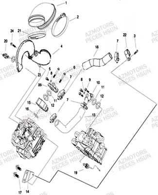 Circuit D Eau De Refroidissement HSUN Pièces Quad HSUN H8 - 800cc 4x4 EFI