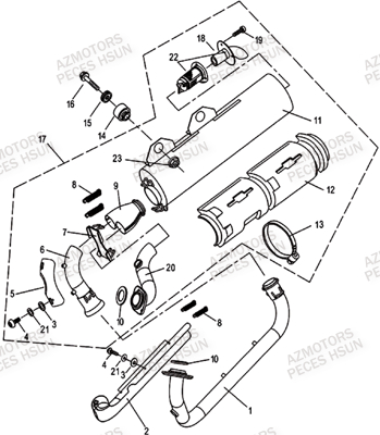 Echappement HSUN Pièces Quad HSUN H8 - 800cc 4x4 EFI
