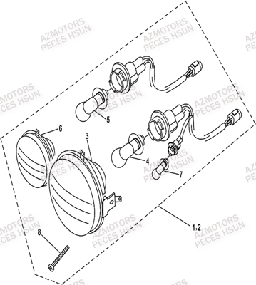 Eclairage Avant HSUN Pièces Quad HSUN H8 - 800cc 4x4 EFI