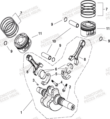 Embiellage HSUN Pièces Quad HSUN H8 - 800cc 4x4 EFI