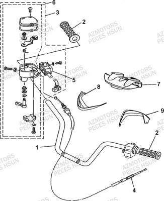 Guidon HSUN Pièces Quad HSUN H8 - 800cc 4x4 EFI