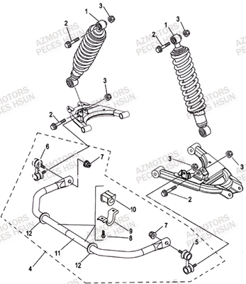 Suspension Arriere HSUN Pièces Quad HSUN H8 - 800cc 4x4 EFI