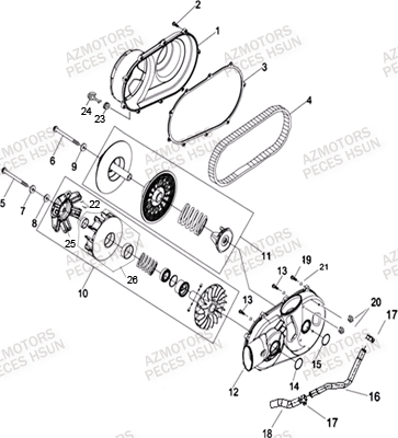Variateur HSUN Pièces Quad HSUN H8 - 800cc 4x4 EFI