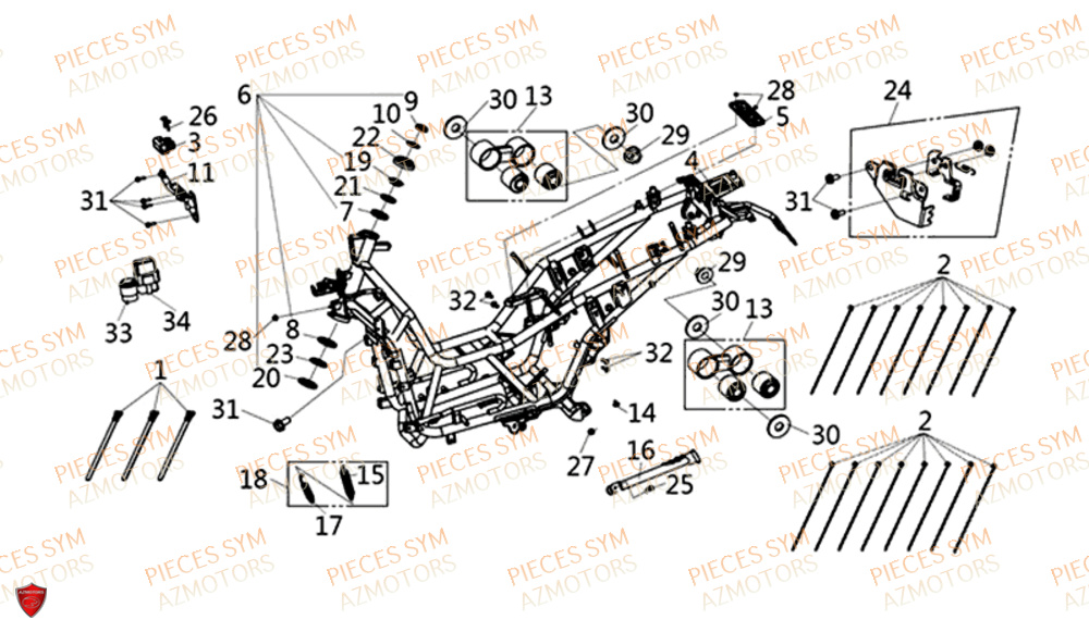 Cadre SYM Pièces HD 300I ABS - LS30W1-EU (2019-2020)