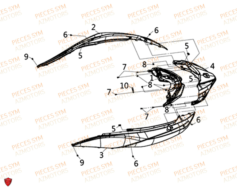 Carenages Arriere SYM Pièces HD 300I ABS - LS30W1-EU (2019-2020)