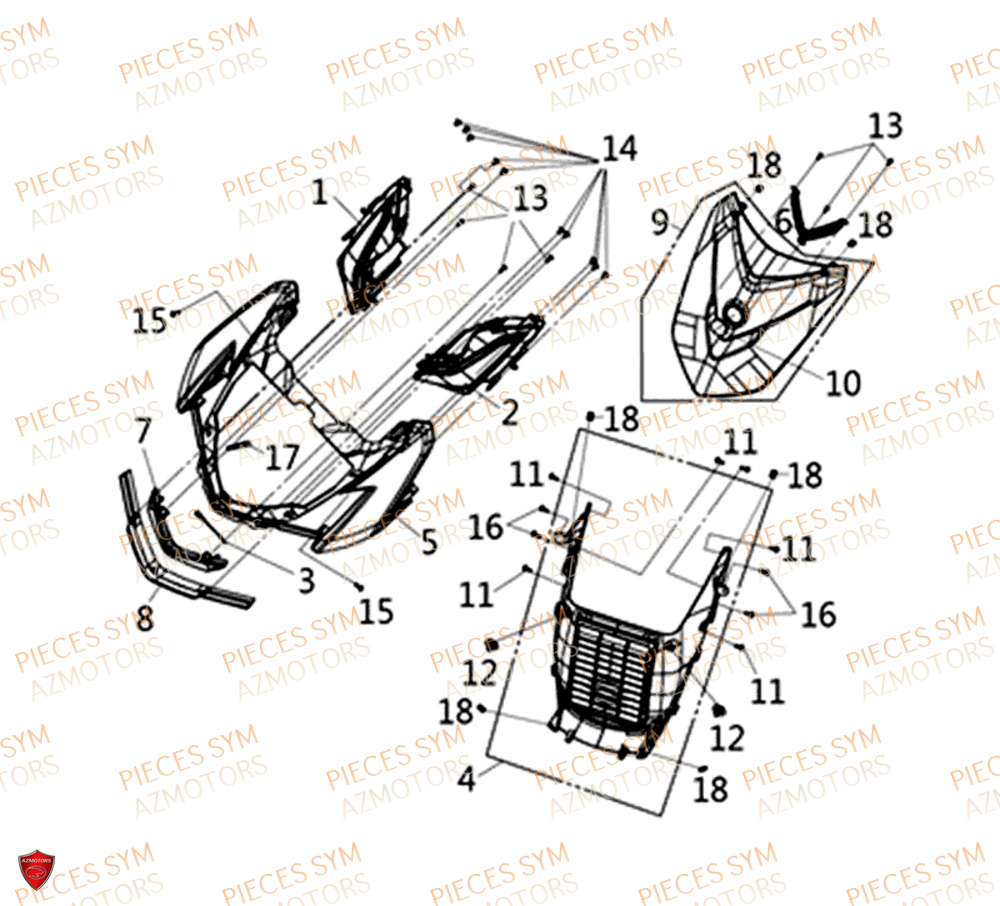 Carenages Avant SYM Pièces HD 300I ABS - LS30W1-EU (2019-2020)