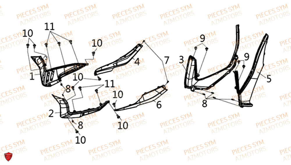 Carenages Lateraux SYM Pièces HD 300I ABS - LS30W1-EU (2019-2020)