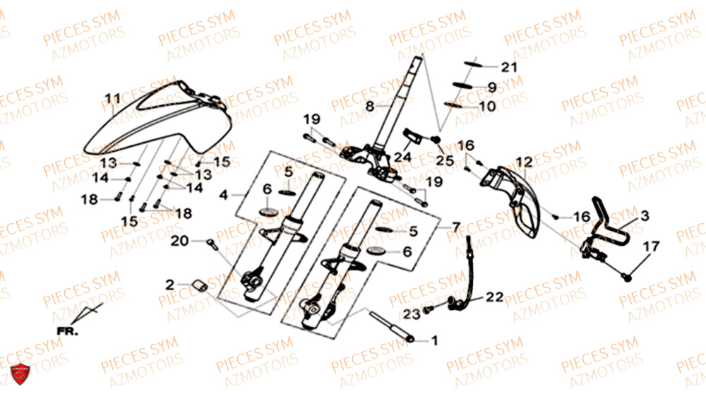 Colonne De Direction SYM Pièces HD 300I ABS - LS30W1-EU (2019-2020)