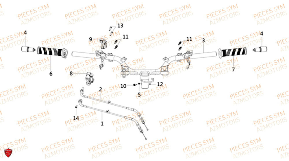 Guidon SYM Pièces HD 300I ABS - LS30W1-EU (2019-2020)