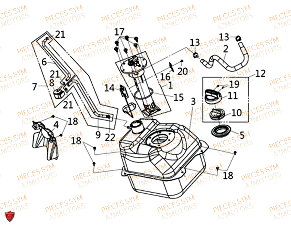Reservoir SYM Pièces HD 300I ABS - LS30W1-EU (2019-2020)