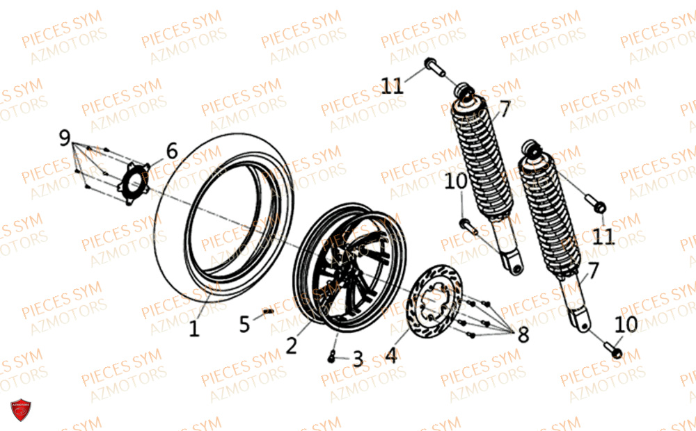 Roue Arriere SYM Pièces HD 300I ABS - LS30W1-EU (2019-2020)