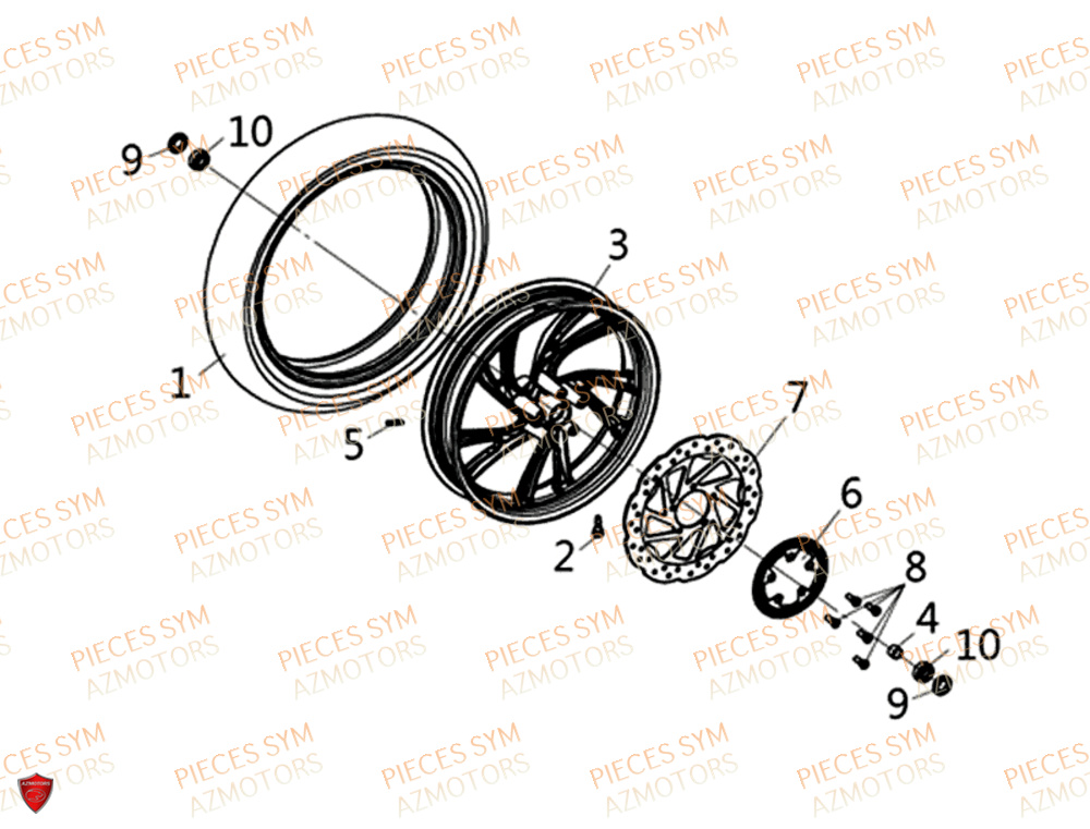 Roue Avant SYM Pièces HD 300I ABS - LS30W1-EU (2019-2020)