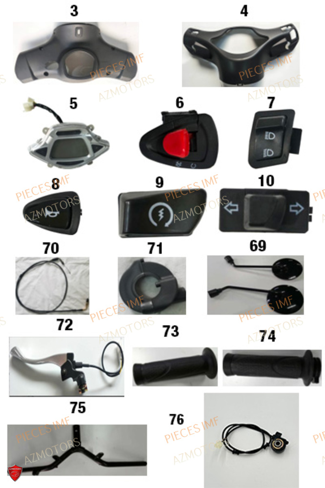 Guidon Et Commandes AZMOTORS PIECES HIGHWAY EURO 5