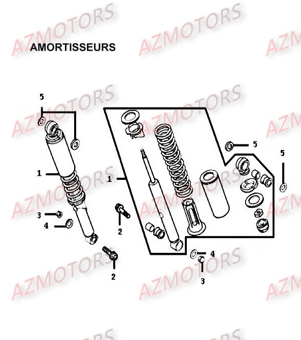 Amortisseurs KYMCO Pièces Moto Kymco HIPSTER 125 4V 4T EURO II (RH25AD)