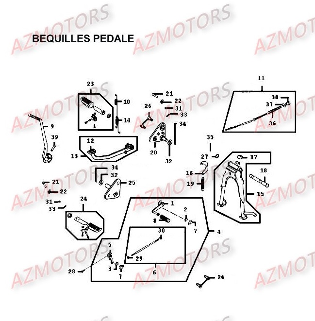 Bequilles Pedales KYMCO Pièces Moto Kymco HIPSTER 125 4V 4T EURO II (RH25AD)