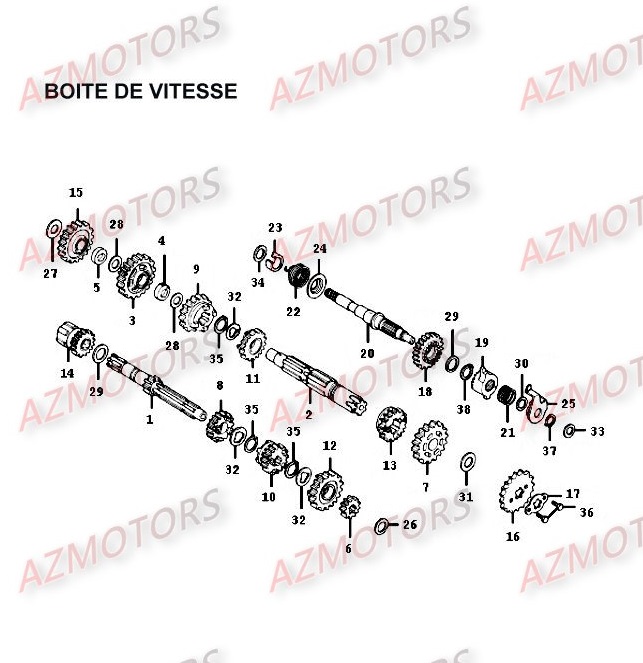 Boite De Vitesses KYMCO Pièces Moto Kymco HIPSTER 125 4V 4T EURO II (RH25AD)