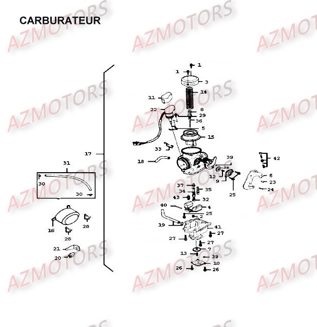 Carburateur KYMCO Pièces Moto Kymco HIPSTER 125 4V 4T EURO II (RH25AD)
