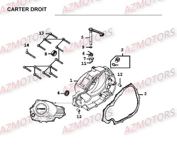Carter Droit KYMCO Pièces Moto Kymco HIPSTER 125 4V 4T EURO II (RH25AD)