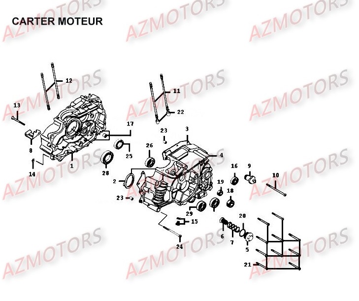 Carter Moteur KYMCO Pièces Moto Kymco HIPSTER 125 4V 4T EURO II (RH25AD)