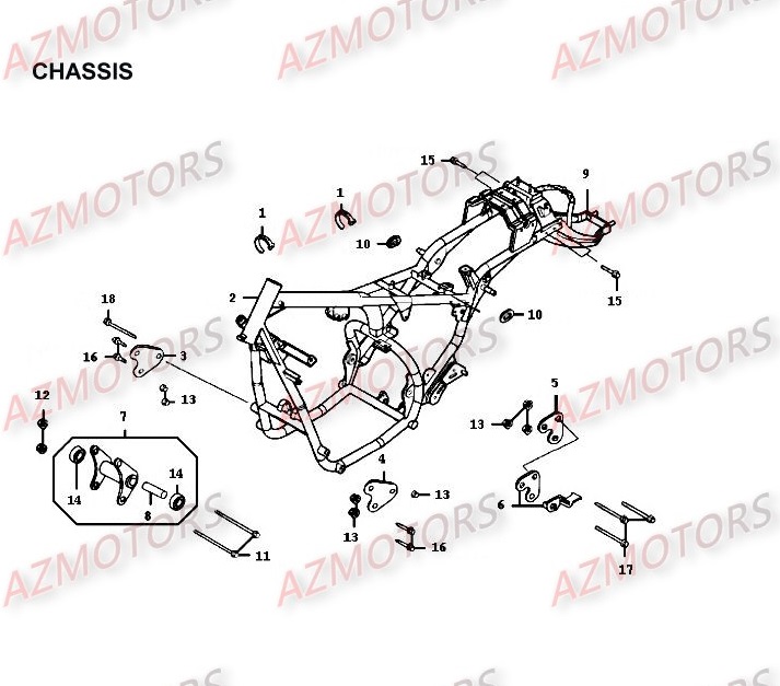 Chassis KYMCO Pièces Moto Kymco HIPSTER 125 4V 4T EURO II (RH25AD)