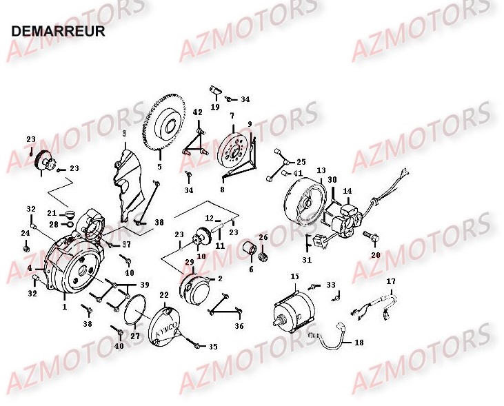 Demarreur KYMCO Pièces Moto Kymco HIPSTER 125 4V 4T EURO II (RH25AD)