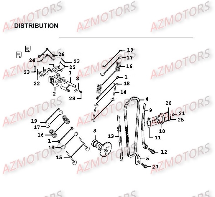 Distribution KYMCO Pièces Moto Kymco HIPSTER 125 4V 4T EURO II (RH25AD)