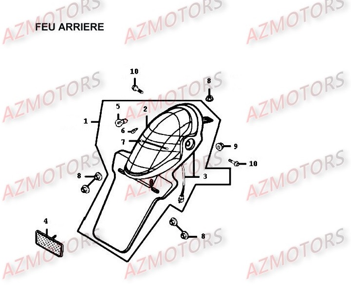 Feu Arriere KYMCO Pièces Moto Kymco HIPSTER 125 4V 4T EURO II (RH25AD)