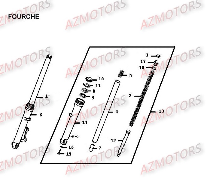 Fourche KYMCO Pièces Moto Kymco HIPSTER 125 4V 4T EURO II (RH25AD)