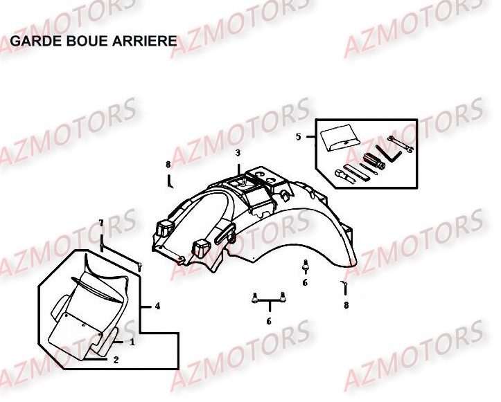 Garde Boue Arriere KYMCO Pièces Moto Kymco HIPSTER 125 4V 4T EURO II (RH25AD)