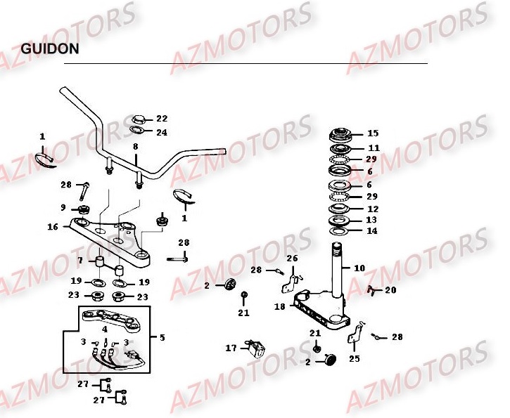 Guidon KYMCO Pièces Moto Kymco HIPSTER 125 4V 4T EURO II (RH25AD)