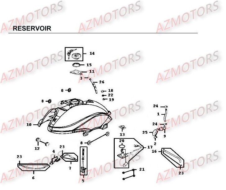 Reservoir KYMCO Pièces Moto Kymco HIPSTER 125 4V 4T EURO II (RH25AD)