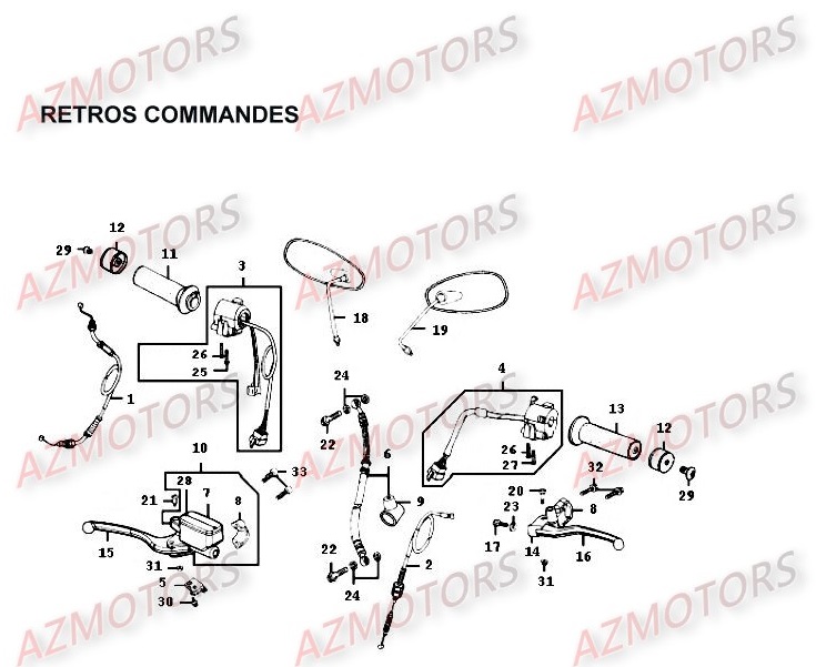 RETROVISEURS COMMANDES KYMCO HIPSTER4V